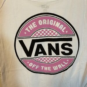 Women's‎ Vans Off The Wall White And Pink Tee Size Small
